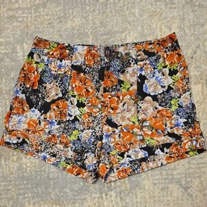 Chor High Waist Orange and Blue Floral Shorts